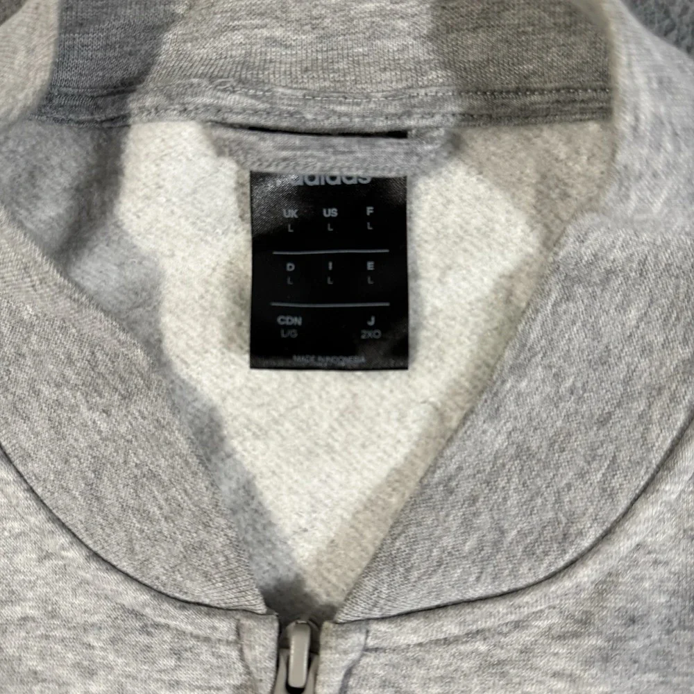 Adidas‎ Men's Full Zip Crew Sweatshirt Size Large Gray
